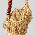 Rhinestone Seashell Raffia Handbag - DippedShop Wholesale - #4579