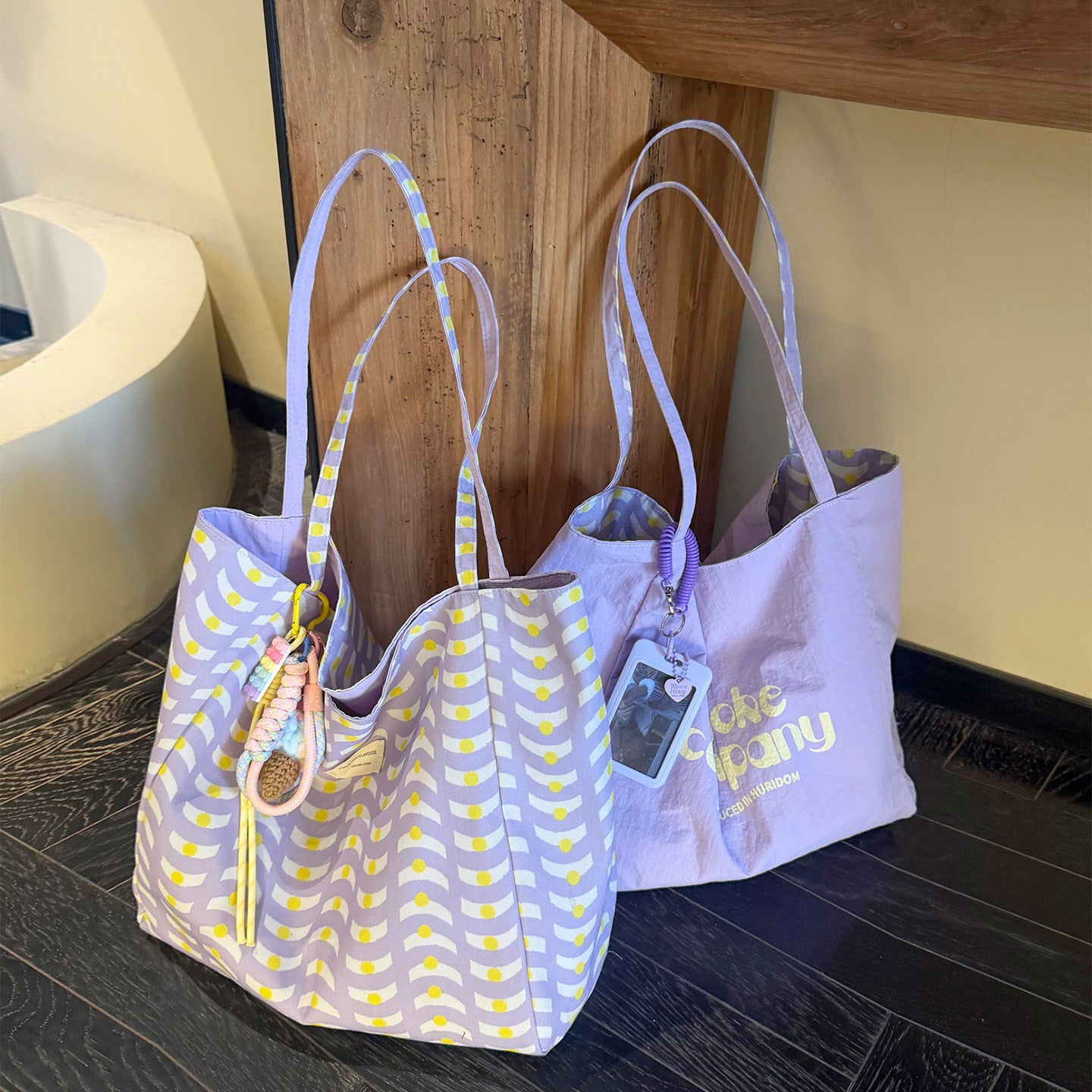 Creative Plaid Letters Print Reversible Tote Bag MK2BLW6W10BBG582