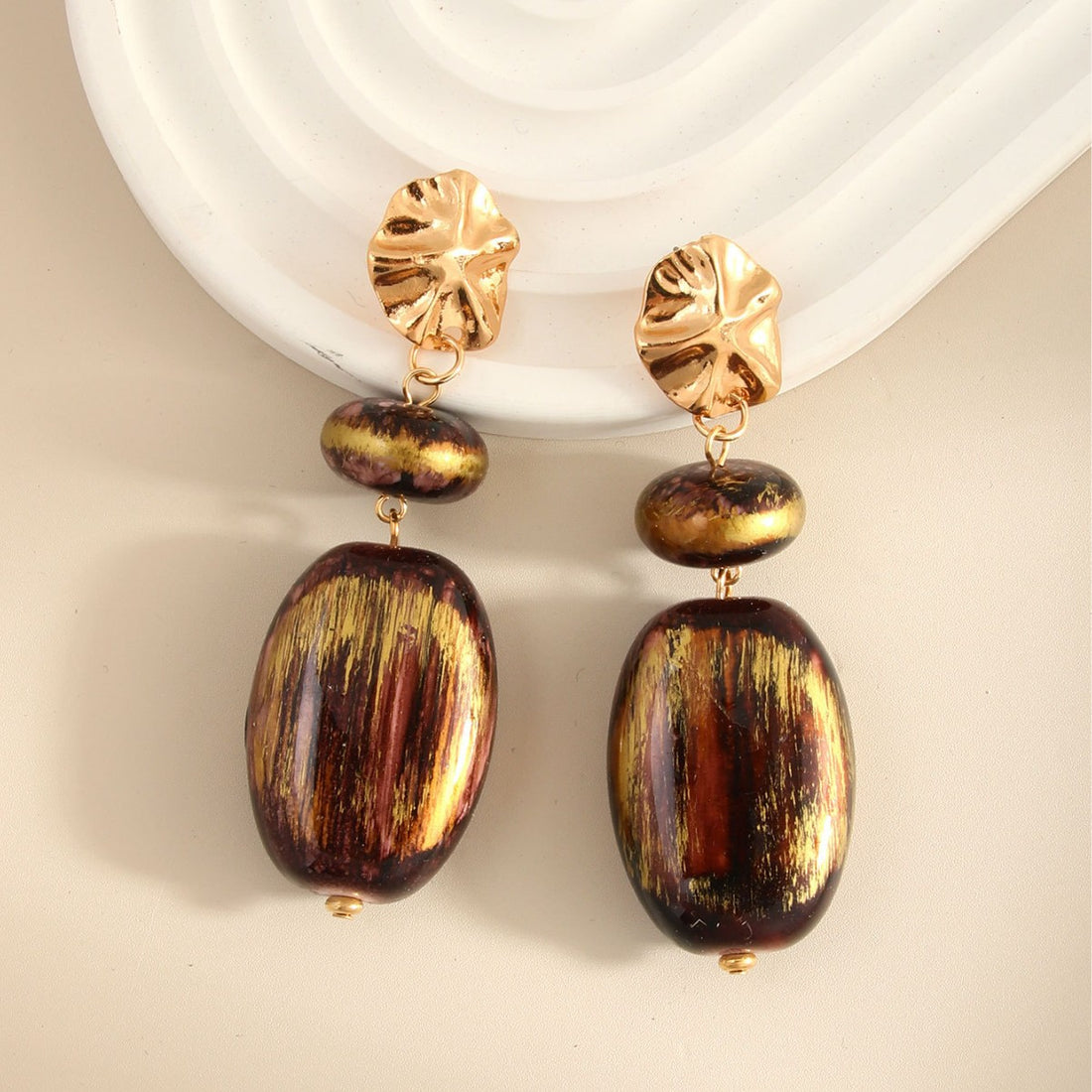 Trendy Multilayer Irregular Resin Stud Earrings DP25B904