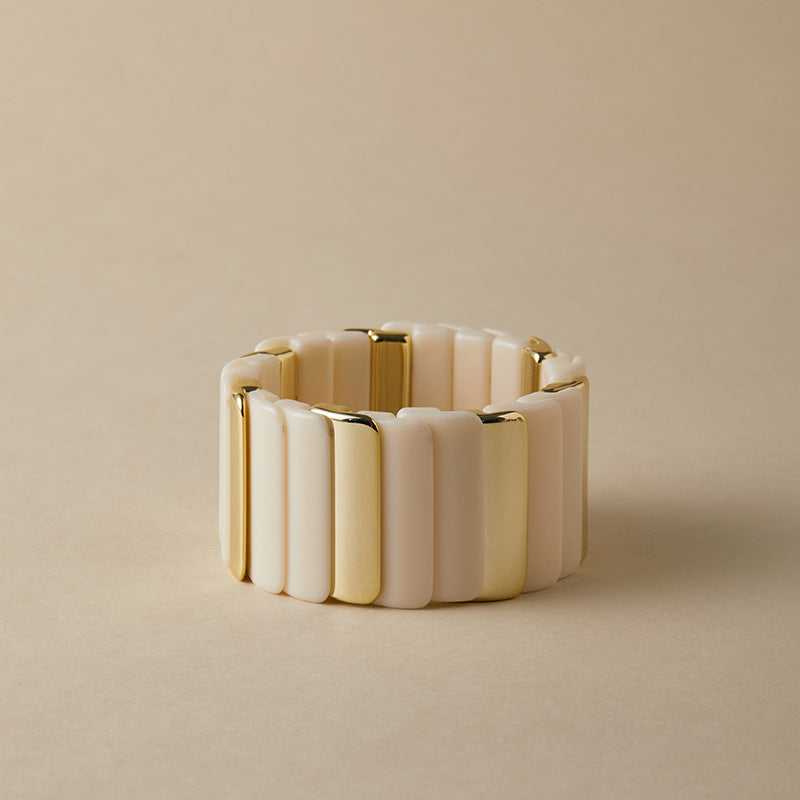 Gold Geometric Stretch Bracelet - DippedShop Wholesale - #5779