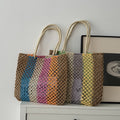 Color Block Straw Tote Bag - DippedShop Wholesale - #9123