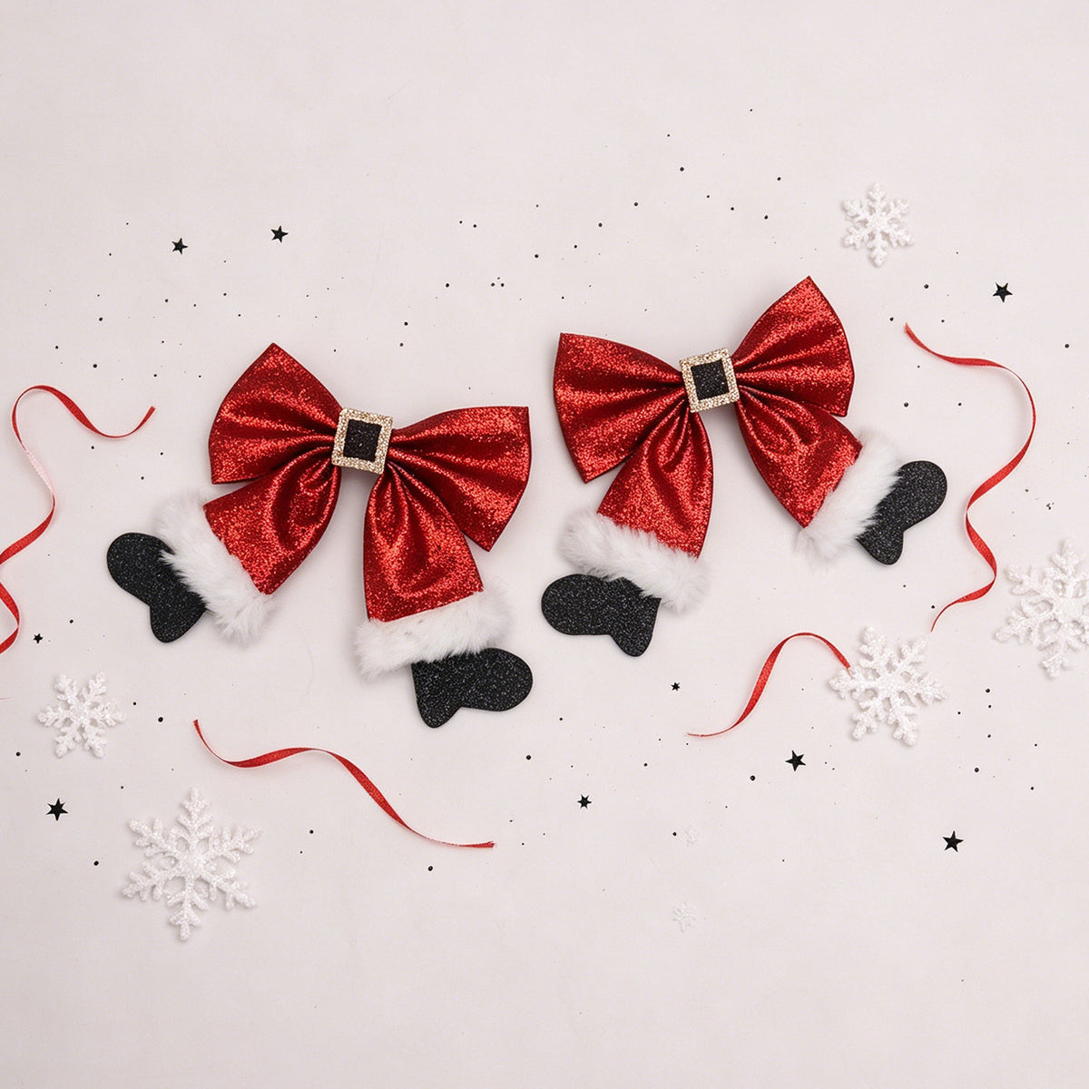 Funny Sparkly Christmas Velvet Ribbon Hair Clip 6W6HPN98
