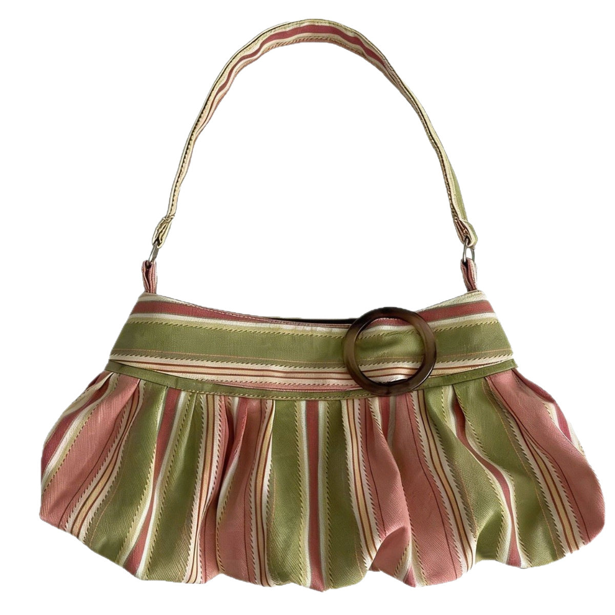 Fresh Color Block Striped Ruffled Shoulder Bag 6W10BBG1318