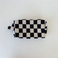 Color Block Plaid Pattern Velvet Makeup Bag MK2BW6S10BOB95