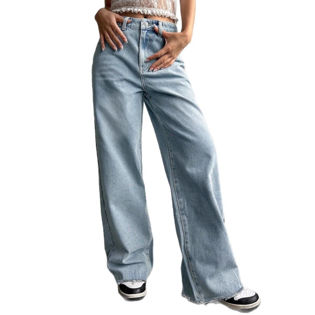 Loose Embroidered Pocket Straight Leg Jeans DP25G680