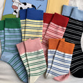 Stripe Color Block Simple Cotton Socks 6W8FSO654