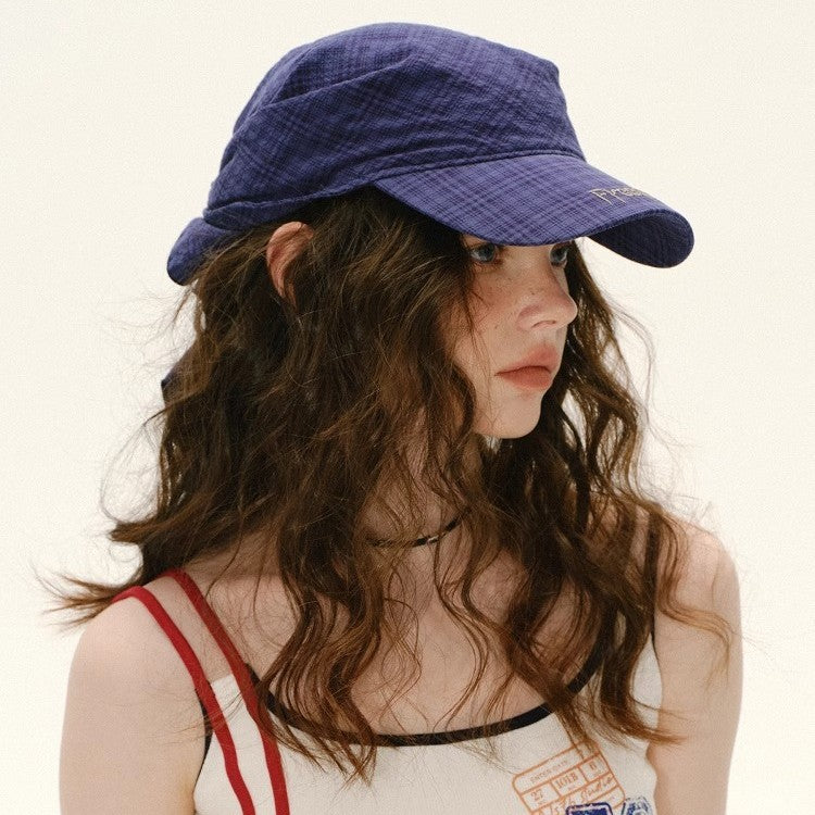 Vintage Letter Embroidery Plaid Scarf Baseball Cap 8BK6HAT186L