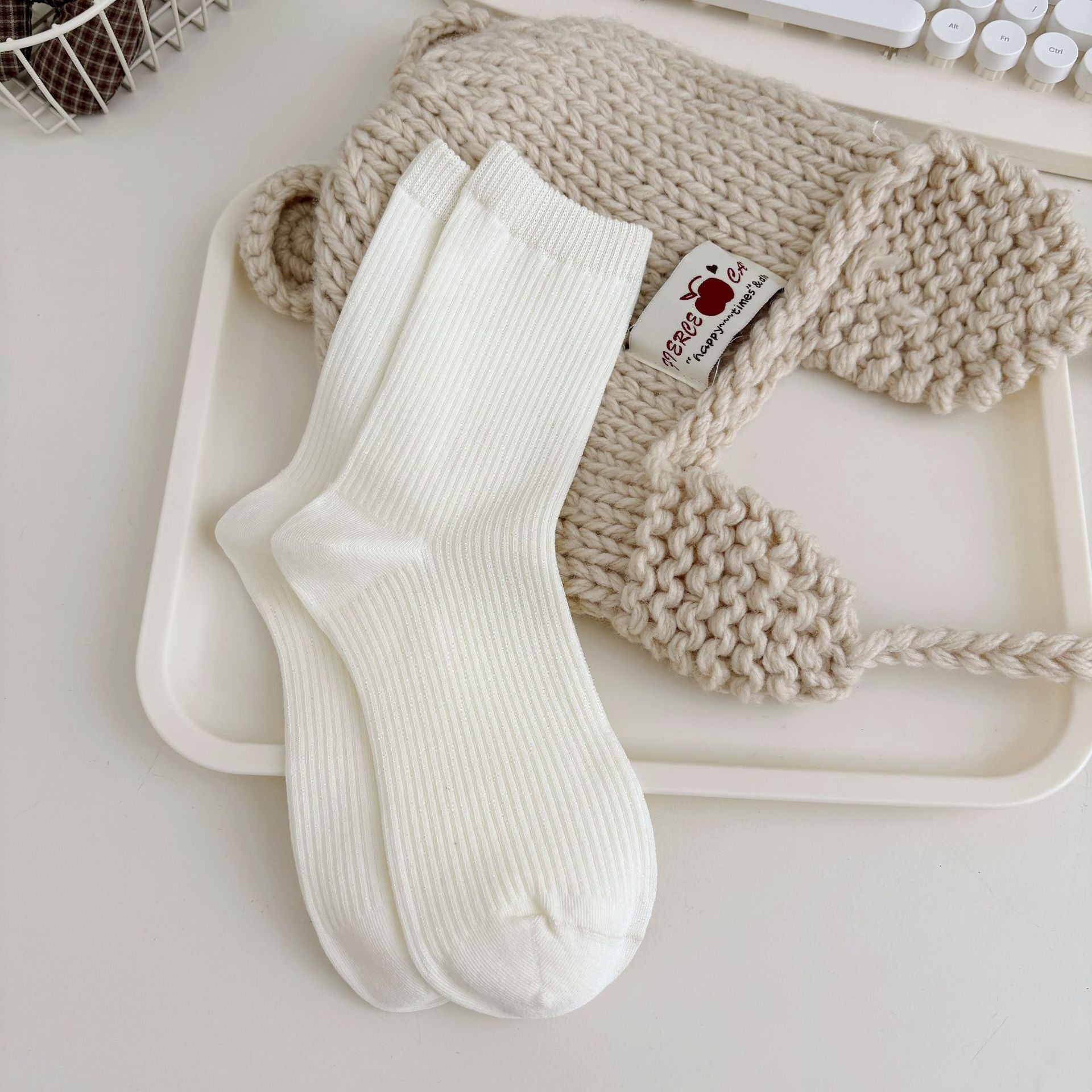 Minimalist Solid Color Cotton Slouch Socks 6W8FSO544