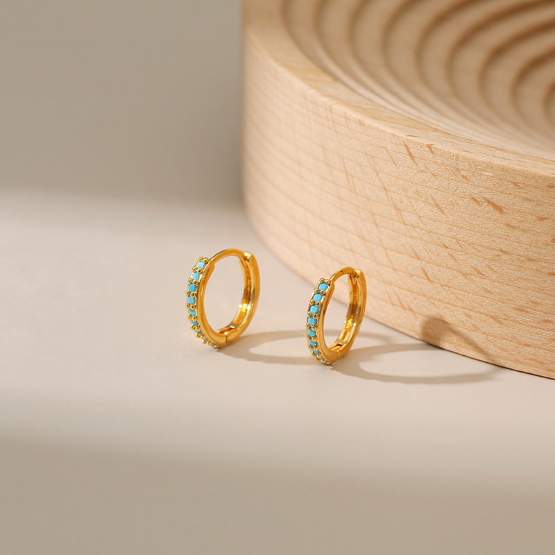 Simple Turquoise Vintage Hoop Earrings DPJE1216