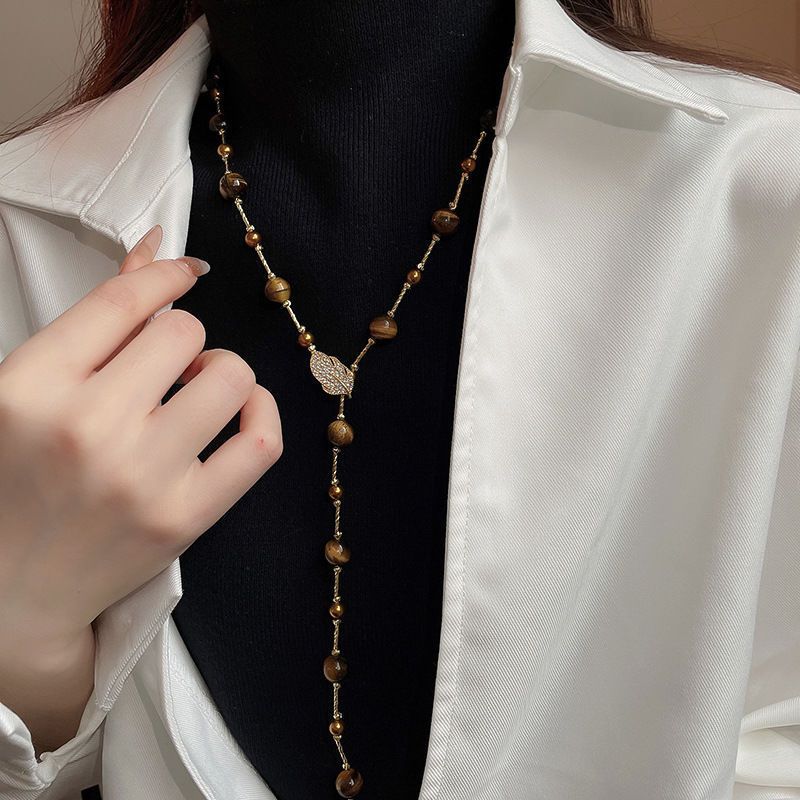 Vintage Irregular Tiger Eyes Stones Necklace 6W6JNC909