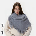 Simple Solid Color Triangle Tassel Knit Shawl Scarf 6W6NSC133