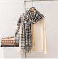 Warm Color Block Plaid Tassel Scarf 6W6NSW285