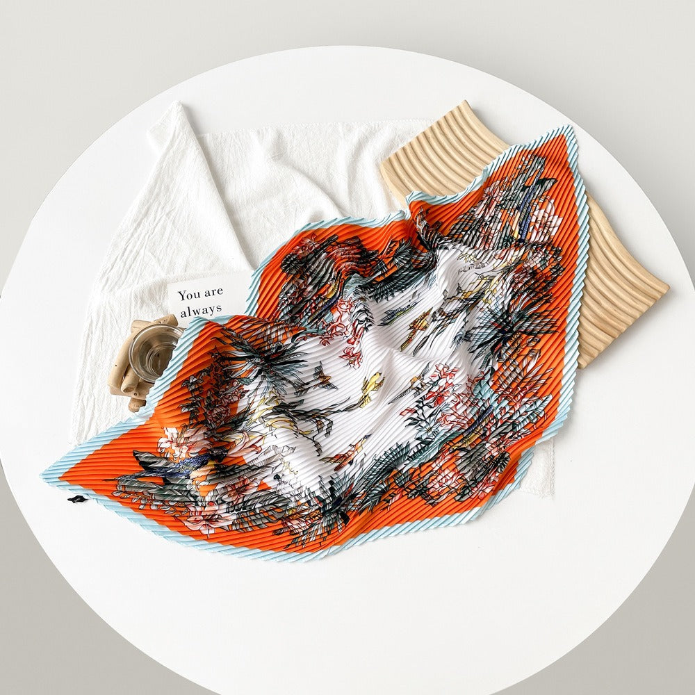 Pleated Floral Neckerchief Scarf - DippedShop Wholesale - #9555