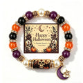 Handmade Halloween Ghost Beaded Stretch Bracelet 6W6JBR449