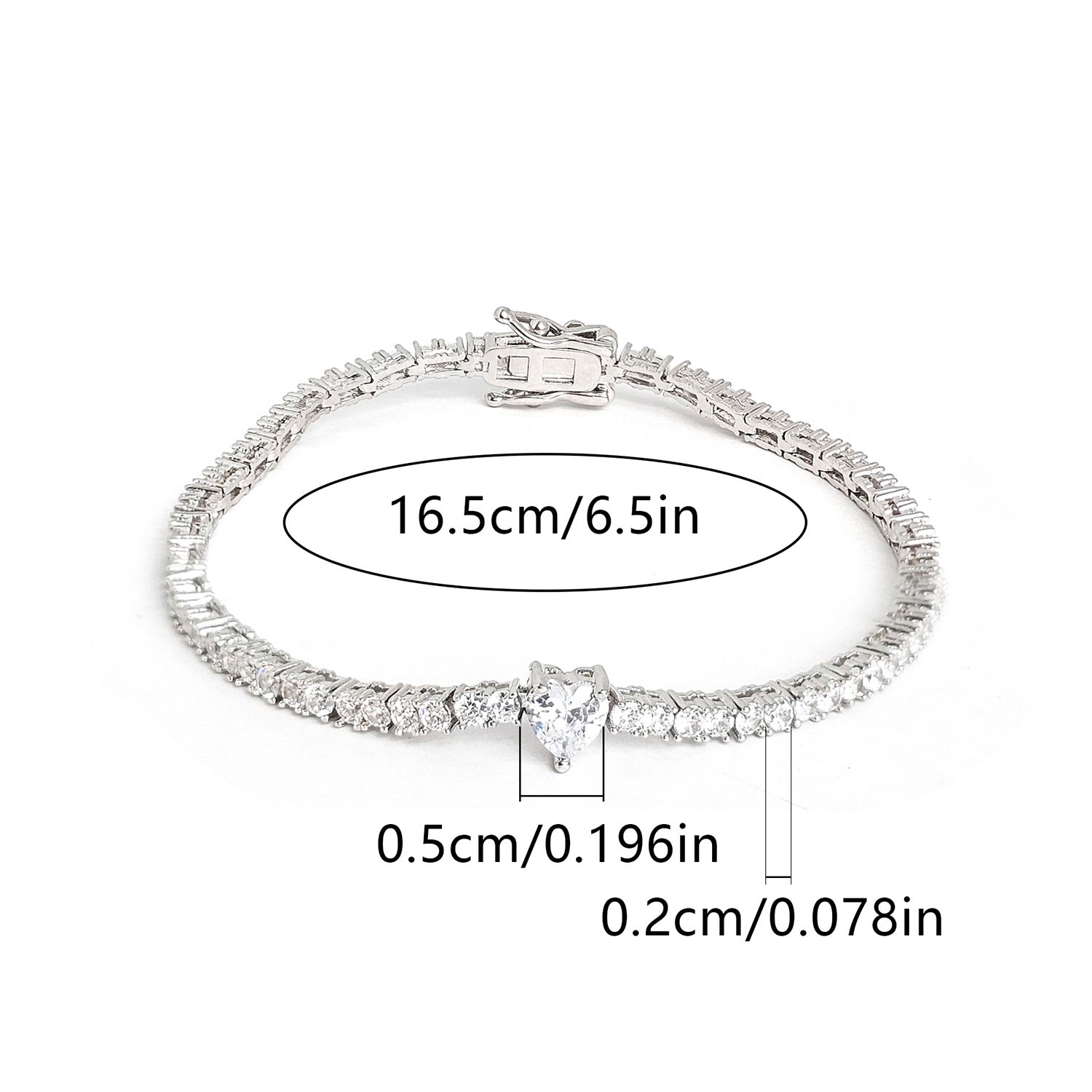 Trendy Heart Colorful Cubic Zirconia Chain Bracelet 6W6JBR383