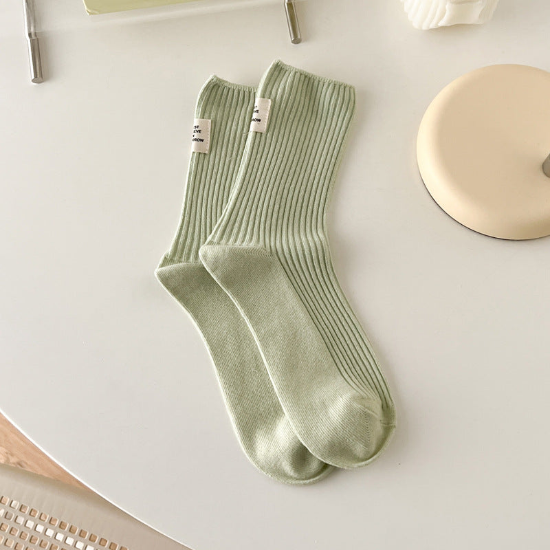 Solid Ribbed Cotton Socks - DippedShop Wholesale - #7875