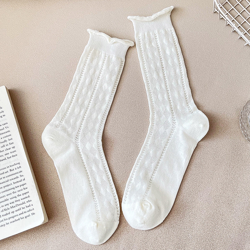 Ruffle Cuff Mesh Socks - DippedShop Wholesale - #6371