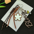 Vintage Rope Braided Leopard Comb Pendant Bag Charm 6W10BBC367