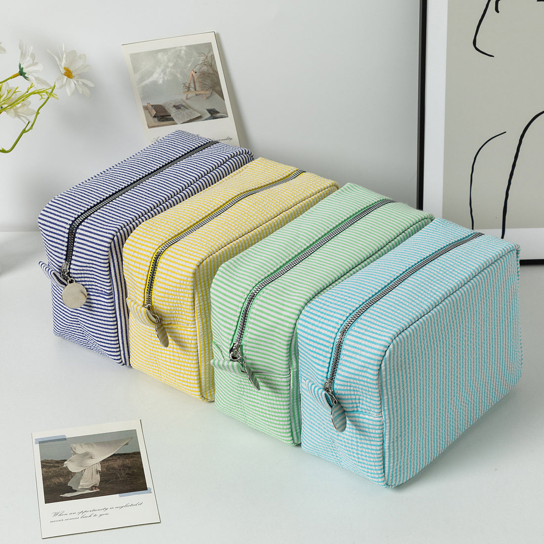 Minimalist Striped Cosmetic Bag - DippedShop Wholesale - #7171