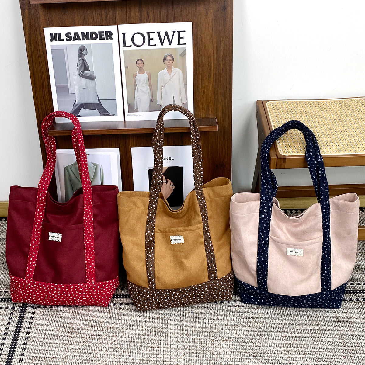 Floral Contrast Shoulder Bag - DippedShop Wholesale - #4515