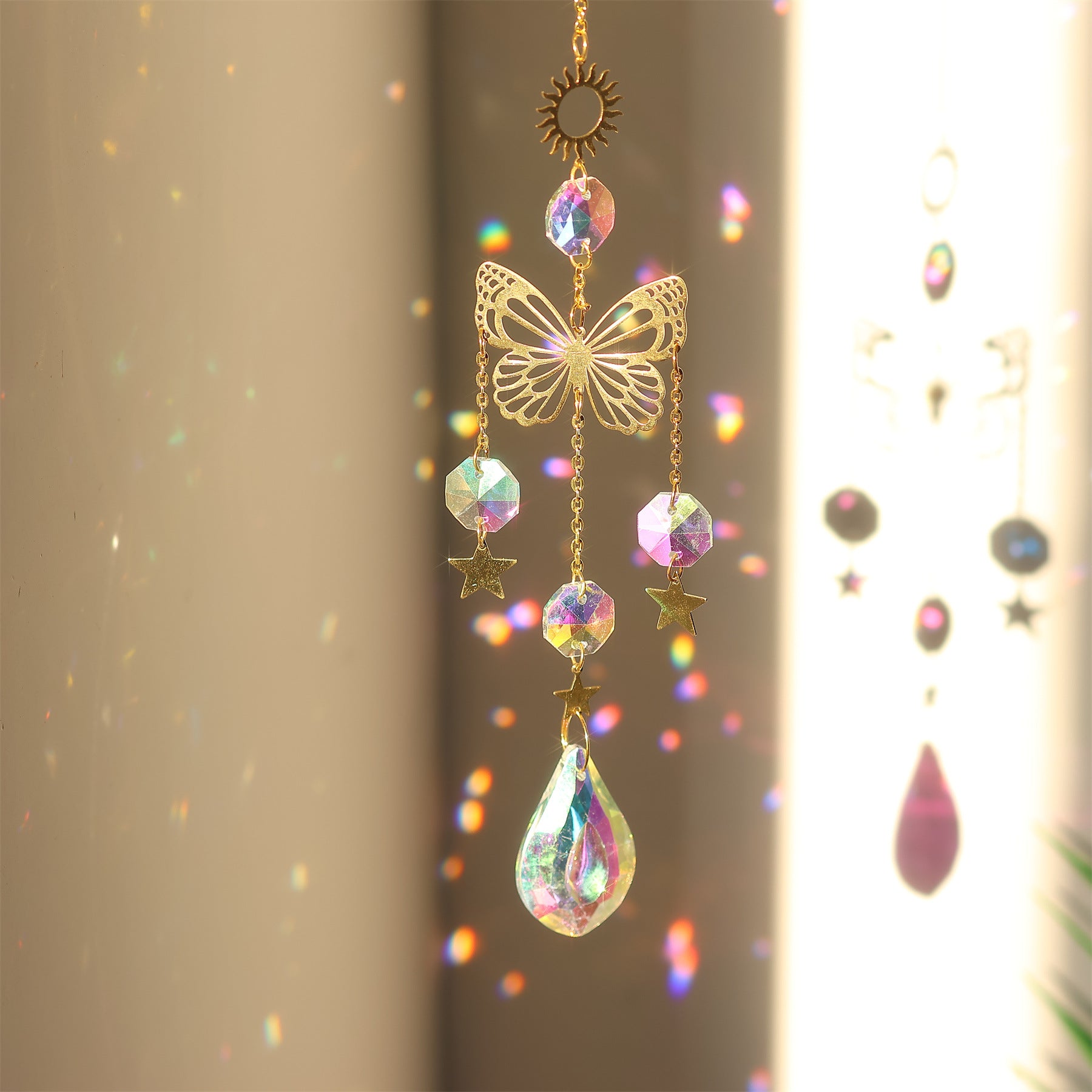 Metal Mushroom Pendant Crystal Ball Tassel Suncatchers MK2CZAS6H7HLS73