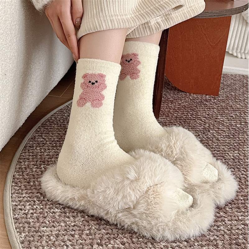 Winter Plush Animal Print Warm Crew Socks 6W8FSO519