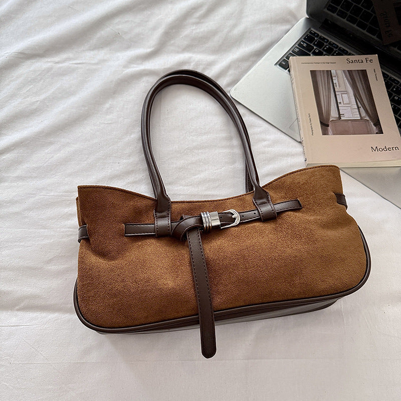 Retro Belted Leather Trim Large Capacity Tote Bag 6W10BBG2430