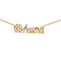 Elegant Gold Plated Ferris Wheel Castle Necklace 6W6JNC645
