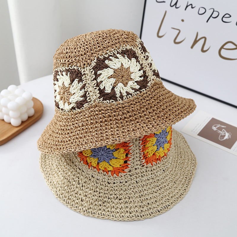 Floral Crochet Straw Hat - DippedShop Wholesale - #3987