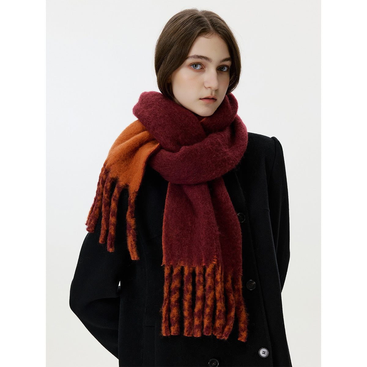 Minimalist Solid Color Reversible Tassel Scarf 6W6NSW250
