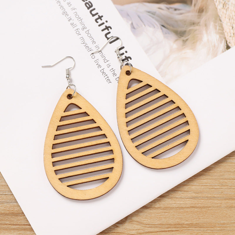 Vintage Wooden Leaf Earrings - DippedShop Wholesale - #5059