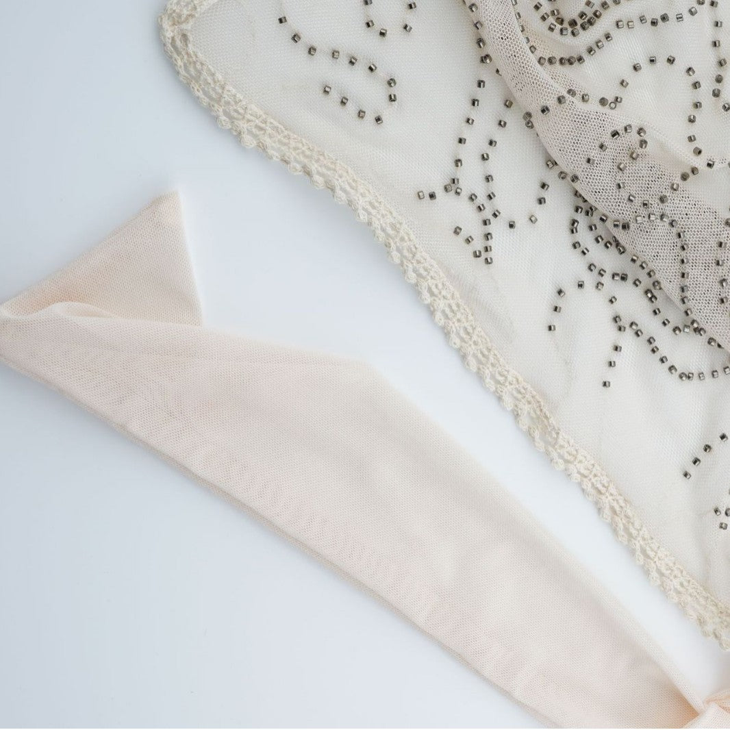 Lace Embroidered Beads Triangle Headscarf MK2BK6W6HHS29