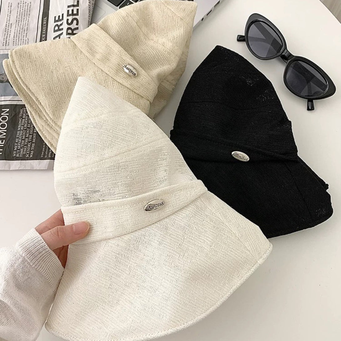 Linen Wide Brim Bucket Hat - DippedShop Wholesale - #9283