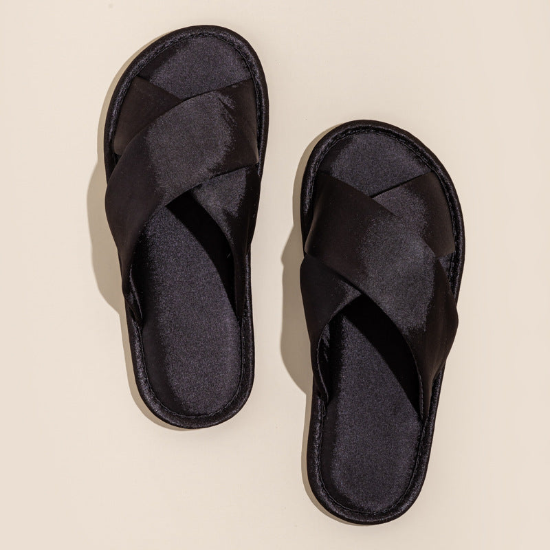 Solid Satin Slide Slippers - DippedShop Wholesale - #8019
