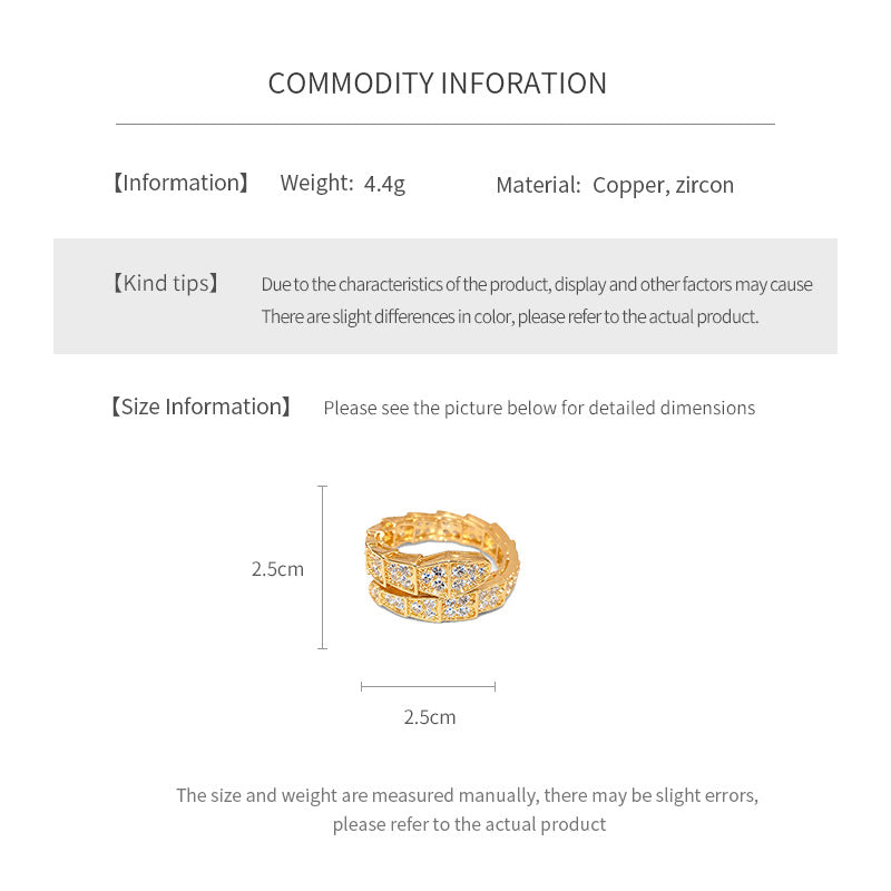 Cubic Zirconia Gold Plated Snake Open Ring 6W6JRG382