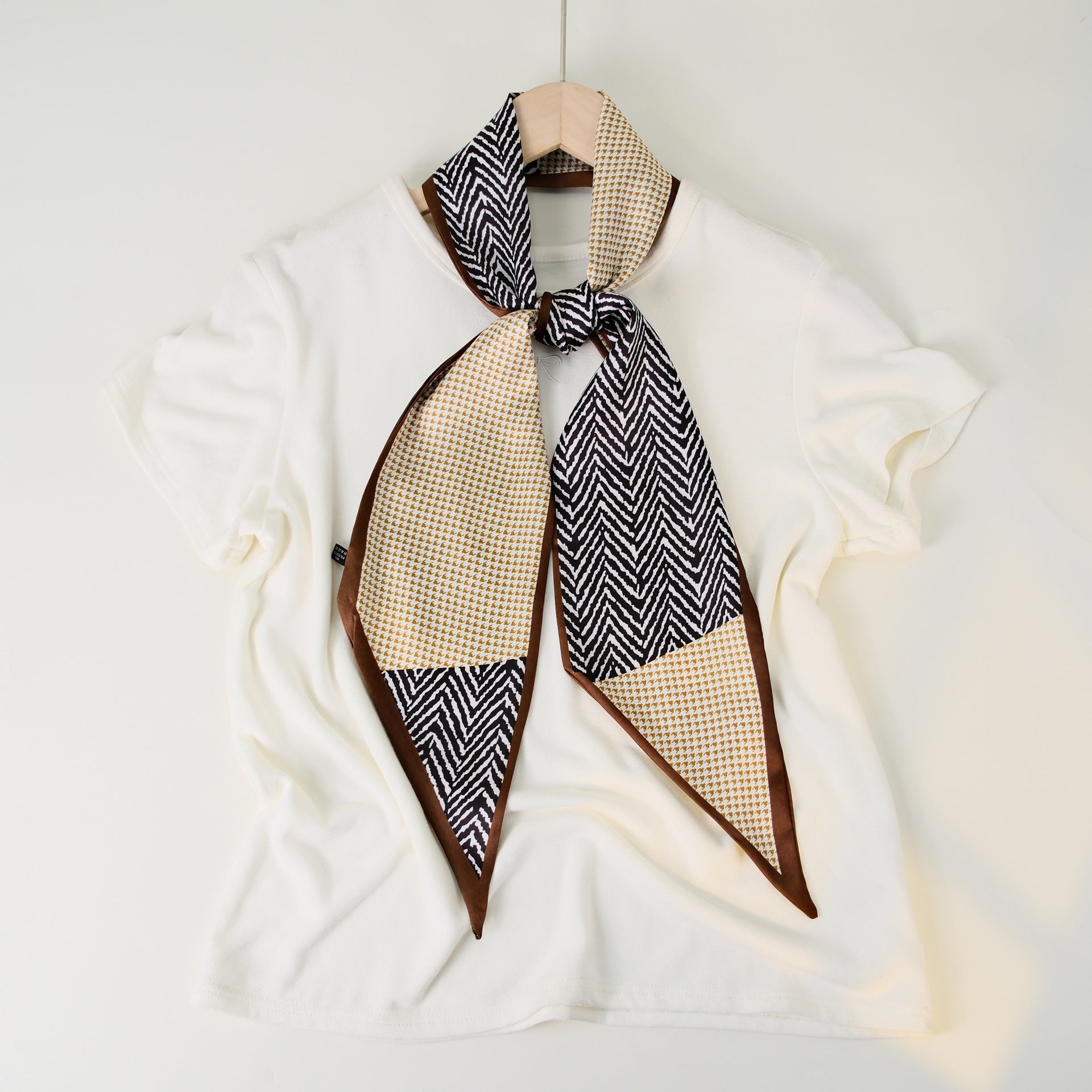 Simple Color Block Striped Print Silk Scarf 6W6NSI258