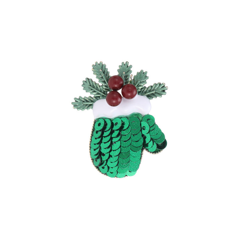 Christmas Cute Gloves Snowflake Brooches DPJB1935