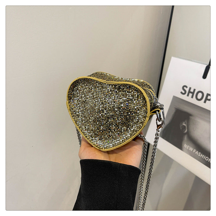 Sparkly Rhonestone Heart Shape Purse Crossboay Bag 6W10BBG1735