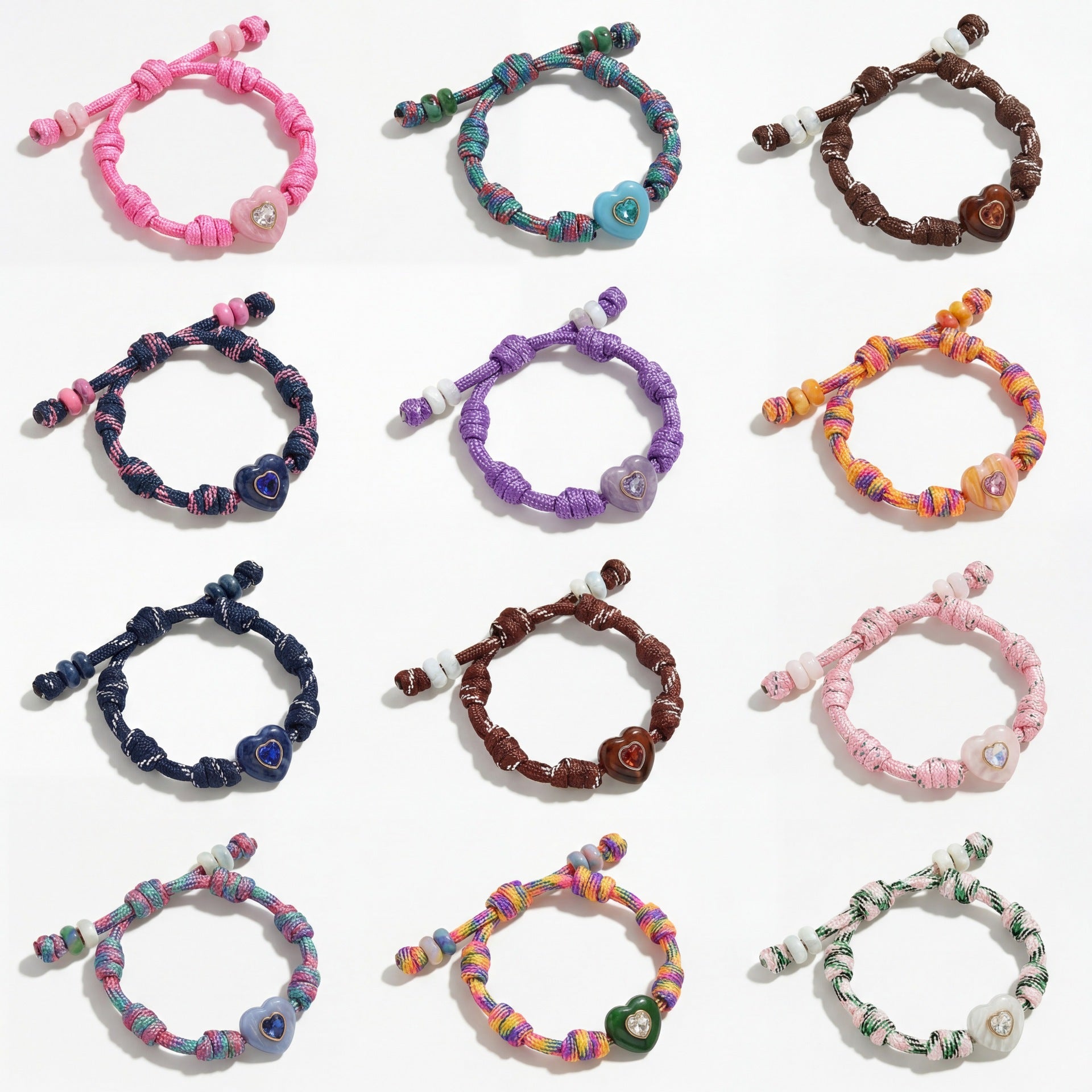Personalized Heart Pendant Adjustable Rope Bracelet 6W6JBR532