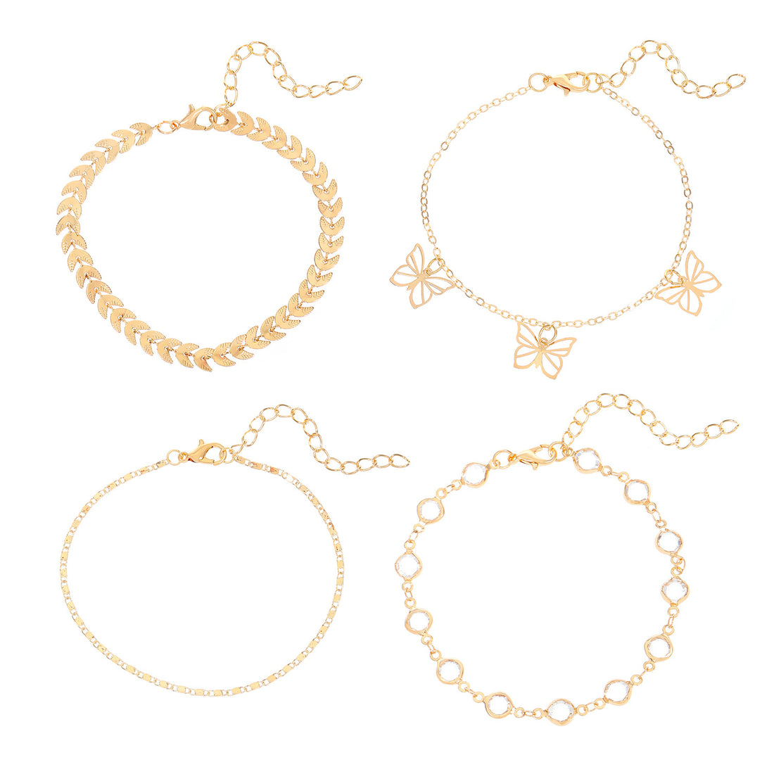 Hellow Out Butterfly Rhinestones Anklet DPJA23