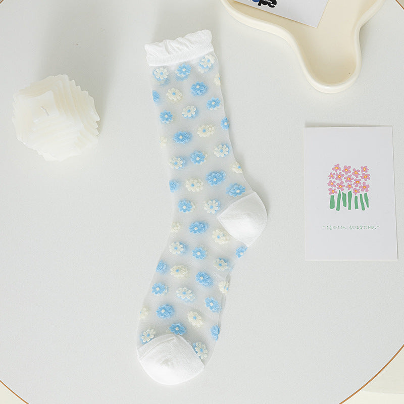Flower Mesh Ruffle Socks - DippedShop Wholesale - #8531