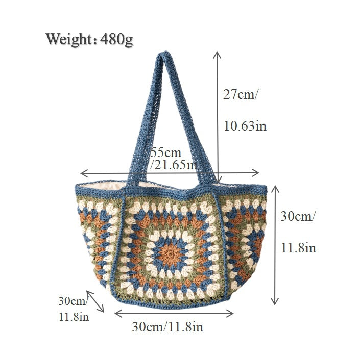 Boho Crochet Tote Bag - DippedShop Wholesale - #2547