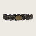 Retro Western Oval Buckle Wide Disc Waist Belt 6W6JBT234