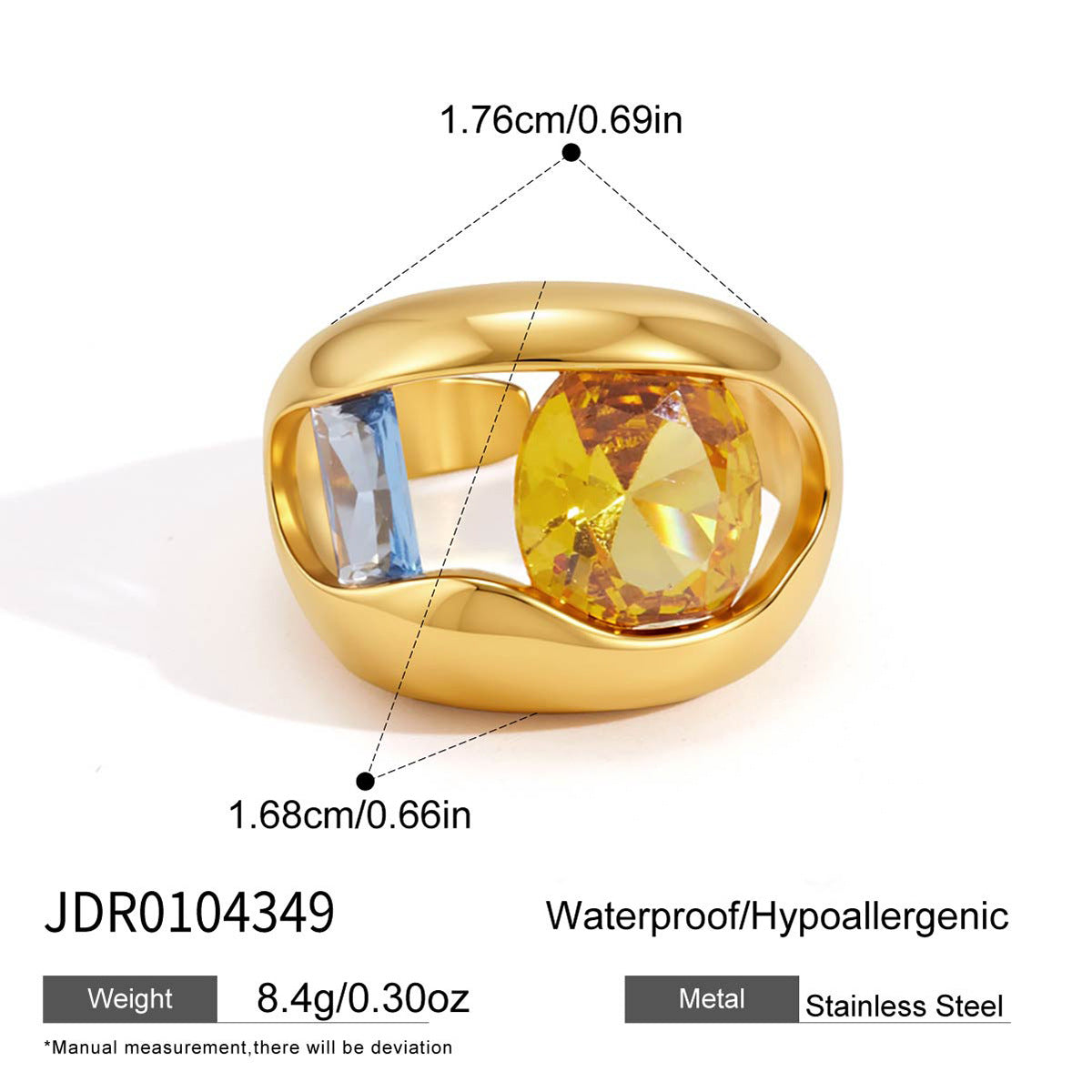 Gold Plated Zircon Open Ring - DippedShop Wholesale - #6147