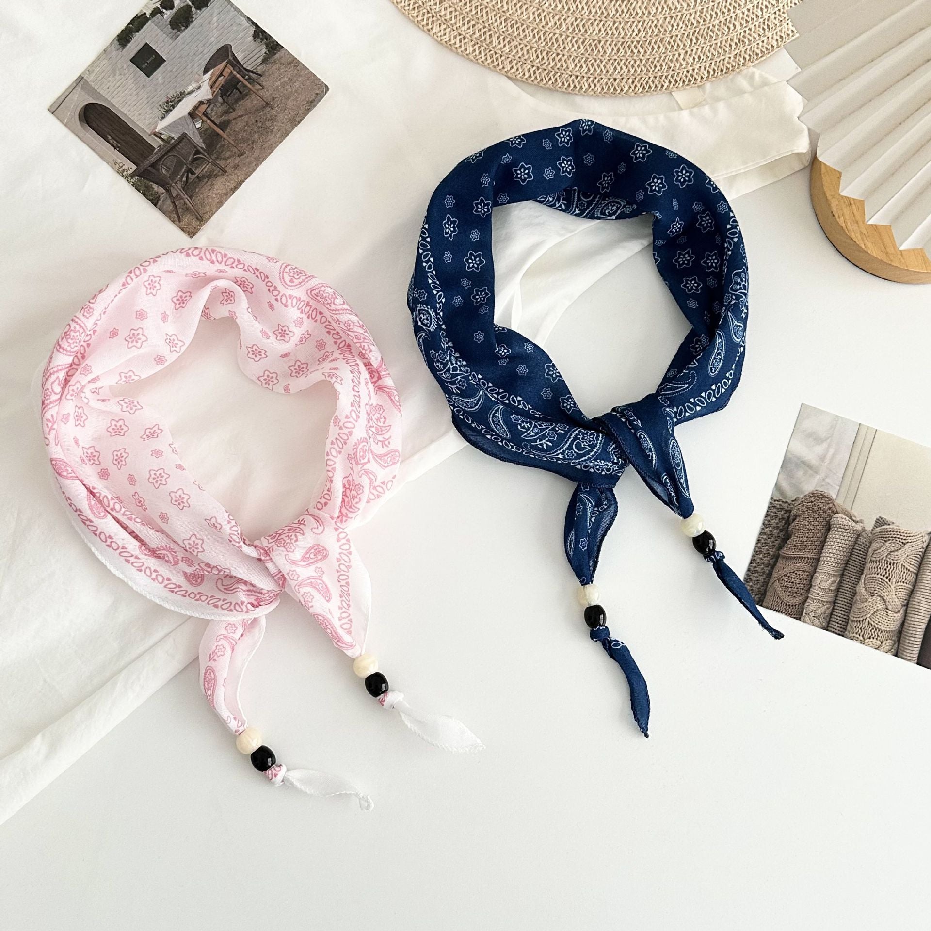 Boho-Style Star Cashew Print Silk Scarf 6W6NSI209