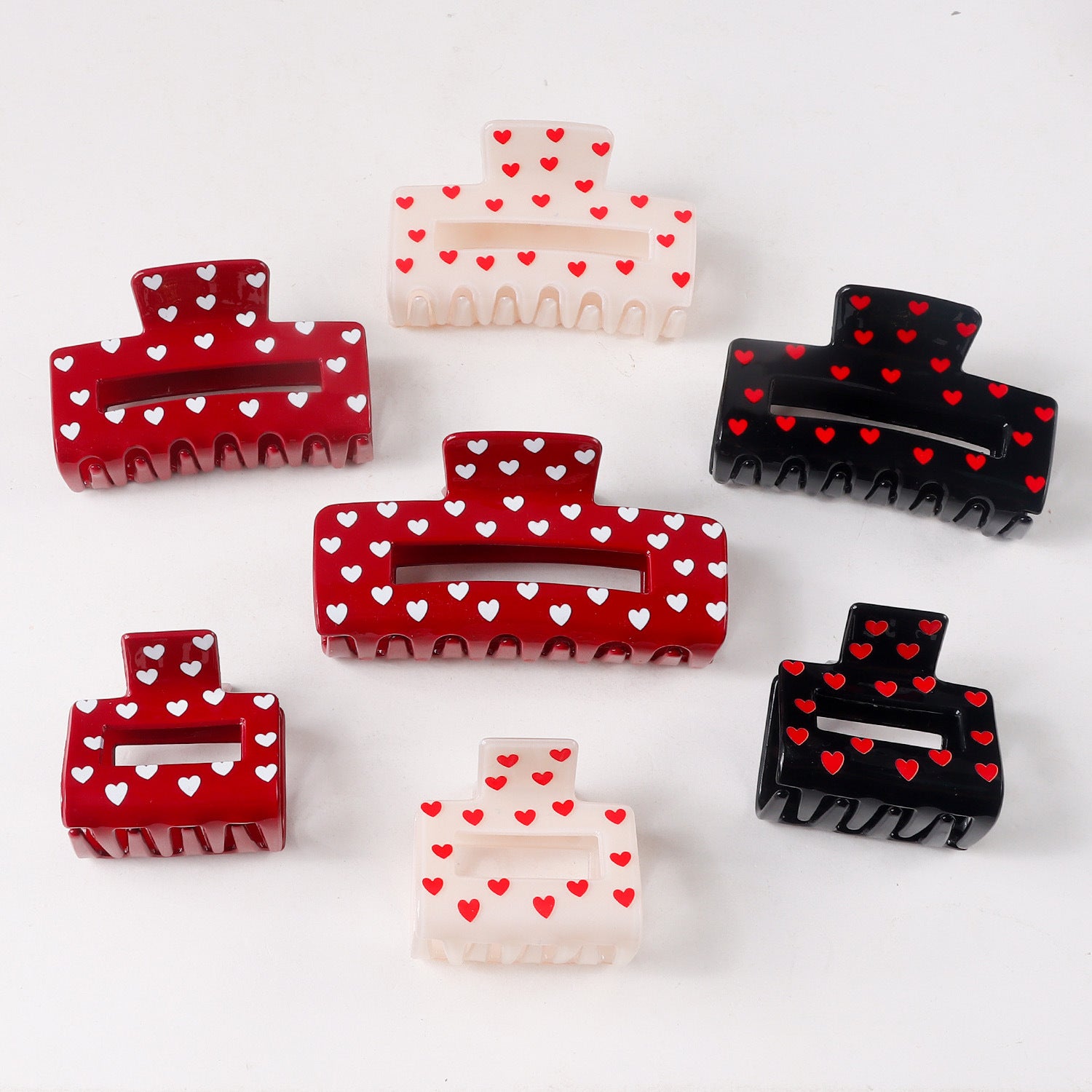 Heart Print Hair Claw - DippedShop Wholesale - #3395