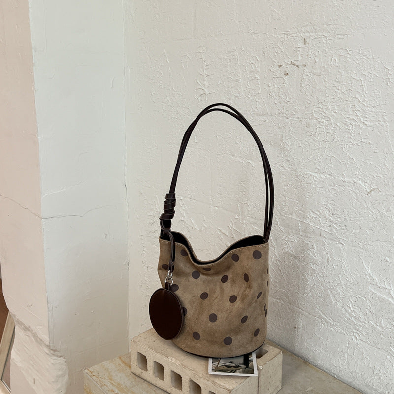 Simple Faux Suede Polka Dot Bucket Bag 6W10BBG2469