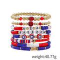 Stylish USA Flag Elastic Beaded Chain Bracelets Set 8ZA6JBR301L
