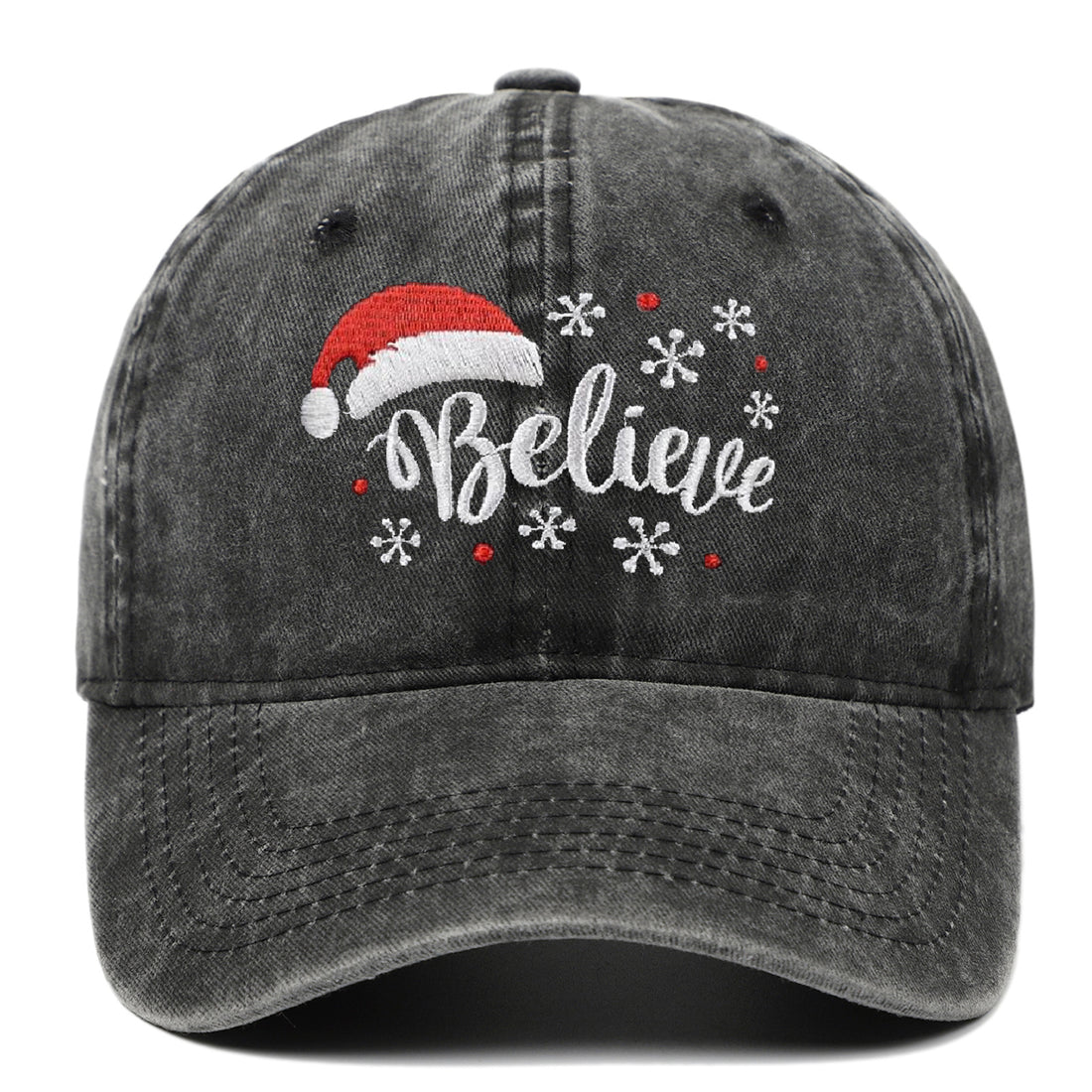 Distressed Snowflake Embroidery Adjustable Santa Baseball Cap DP25H446