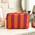 Simple Color Block Striped Corduroy Cosmetic Bag 6S5CO105